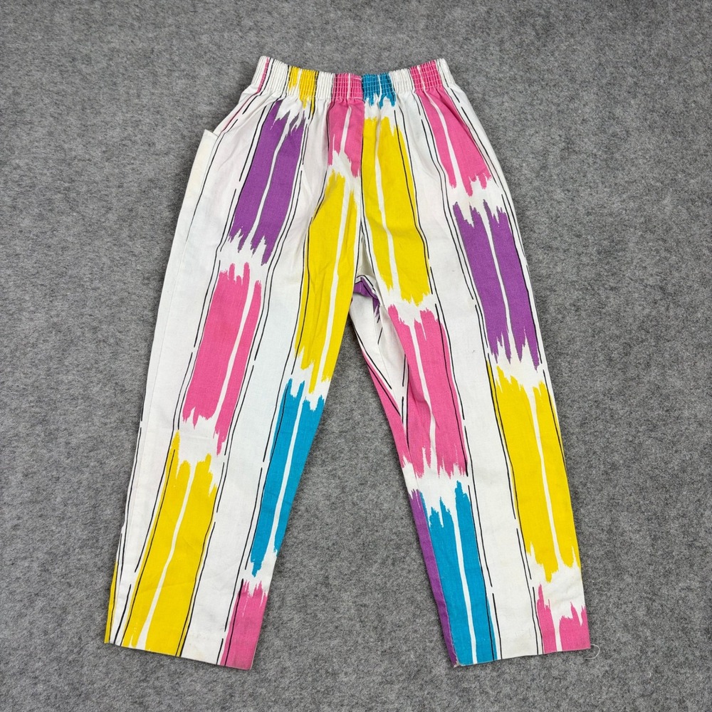 Vintage Abstract Print Pants Women Small Multicolor High Waisted Retro 80s 90s - Picture 11 of 16